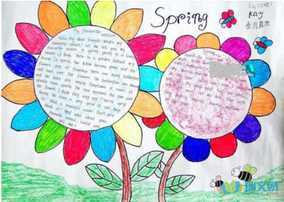 四年级英语手抄报春天的英语手抄报-spring is coming小学爱读书手