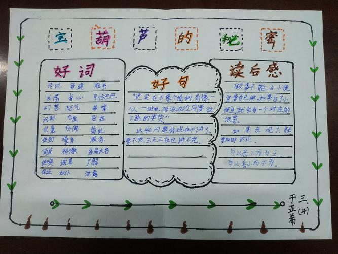 兴学街小学2017级4班《宝葫芦的秘密》手抄报展示