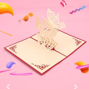 厂家供应天使之吻3d立体创意镂空结婚婚礼贺卡情人节卡片祝福卡