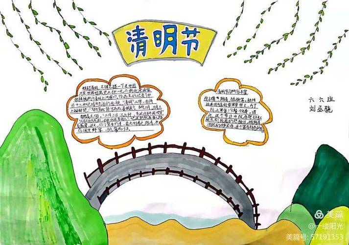 濮阳市油田第十中学六年级六班纸上清明主题手抄报展览