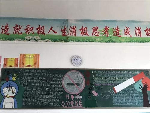 班此次黑板报绘制是为了让学生们正视吸烟的危害创建无烟的健康校园