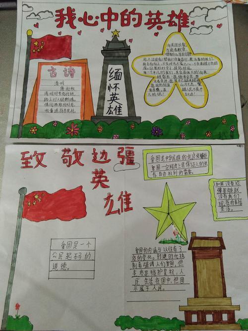 身边的英雄向您学习 二年级一班手抄报刘志丹红军小学二年级 1 班传