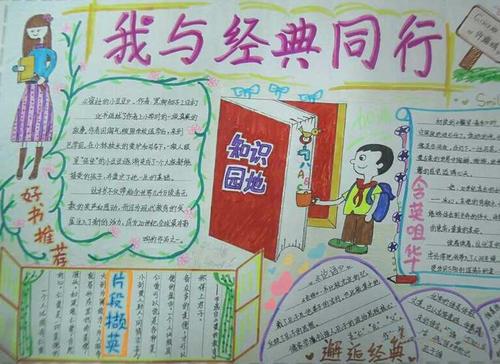 手抄报展与经典同行做有道德的人手抄报关于初中语文的手抄报图片与
