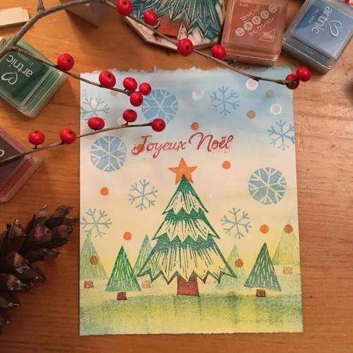 银粉做雪景树枝做造型没想到能搭配出这么高大上的圣诞贺卡挑一张