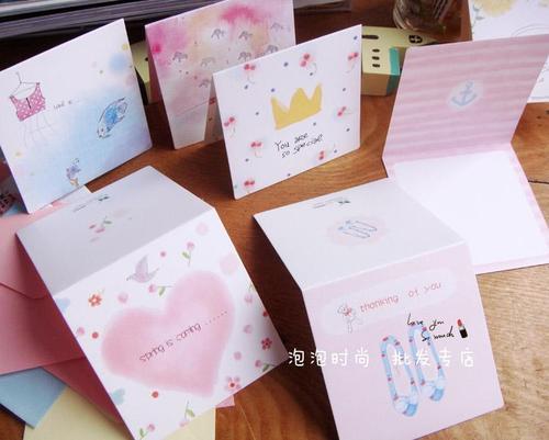 新小贺卡带信封淘宝留言卡片韩国可爱创意信封 生日祝福卡片节日