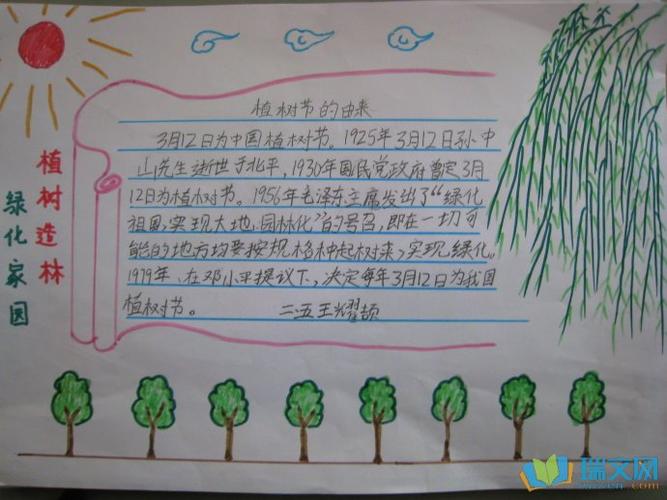 小学三年级植树节手抄报