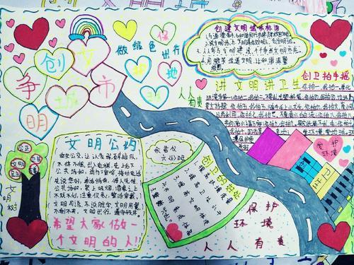 咸宁市第三小学创文记三开展创建文明城市主题手抄报评比暨展示