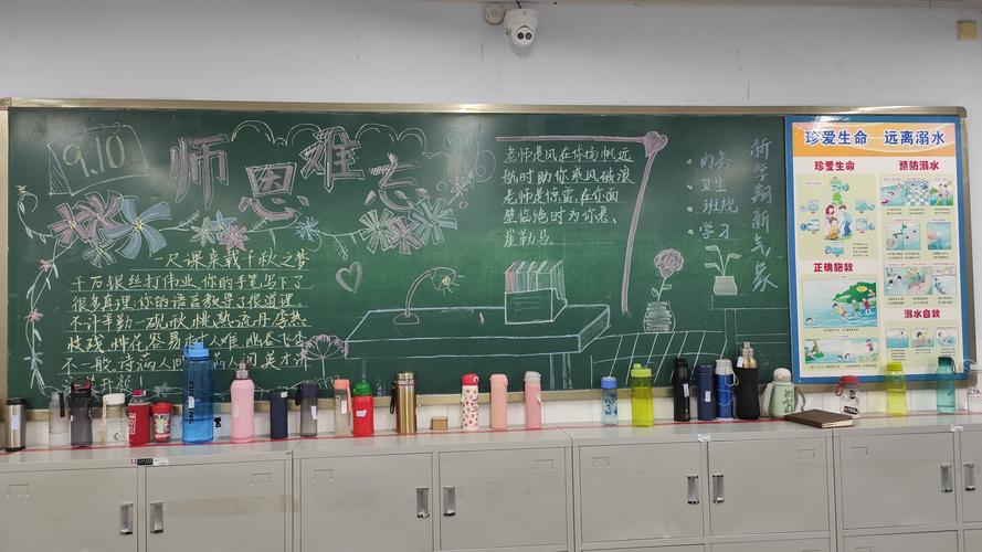 各班精心选材认真编排黑板报同学们用粉笔书写以图画传情表达对