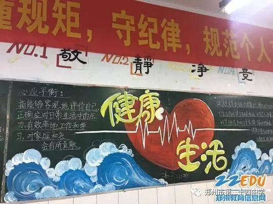 郑州24中举办健康生活主题黑板报评比活动