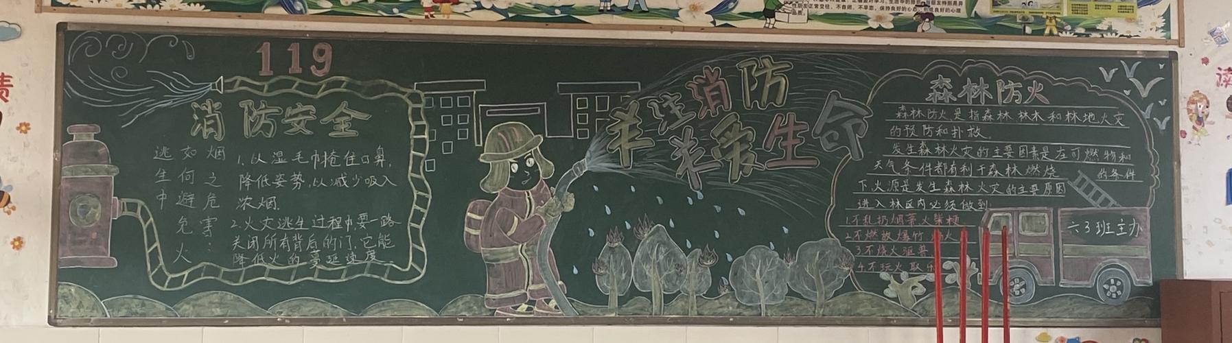 森林防火宣传有我记三溪中心小学2020年秋学期森林防火黑板报