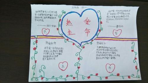 王村学区--吴各庄小学四年级--以热爱生命为主题的手抄报