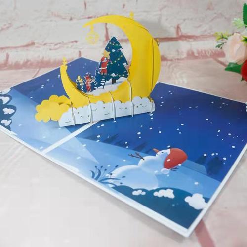 圣诞节圣诞树3d立体贺卡纸质工艺品图文印刷欧美新年节日祝福定做拼团