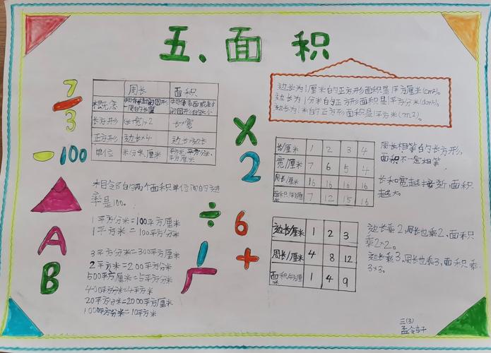 灞桥教育东城二小三年级三班四班数学手抄报