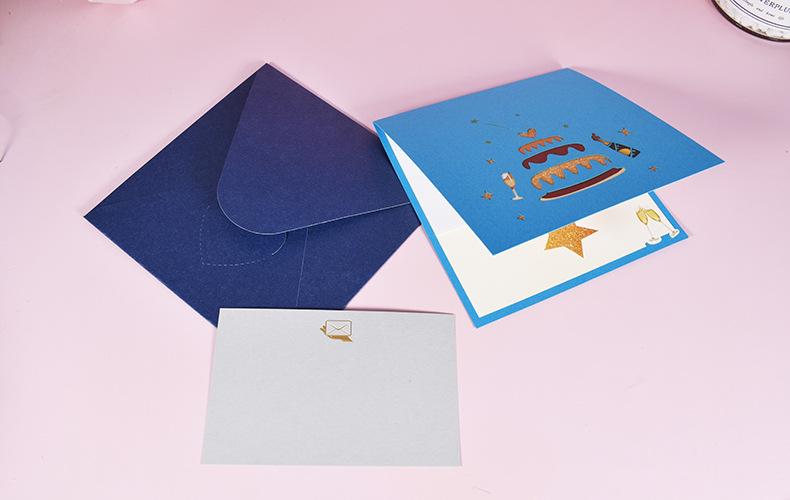创意结婚员工入职周年纪念贺卡3d立体生日卡片手工纸雕星星蛋糕卡
