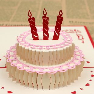 厂家供应 幸福蛋糕3d员工生日贺卡 创意韩国生日立体卡片批发定制