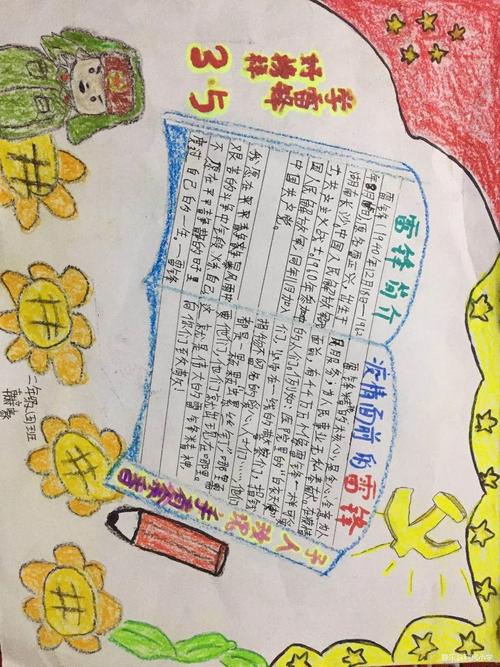 利民小学二年级5班3月5日学雷锋手抄报展