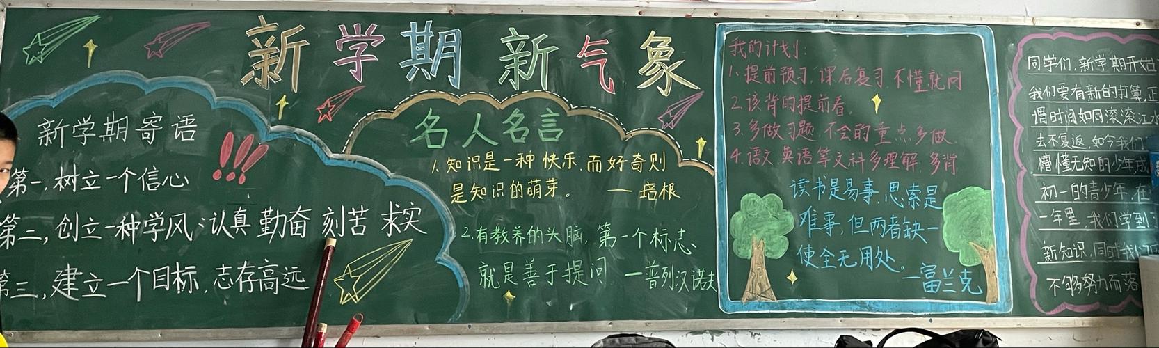 新学期 新起点邢台三中教育集团西校区初一年级新学期黑板报展