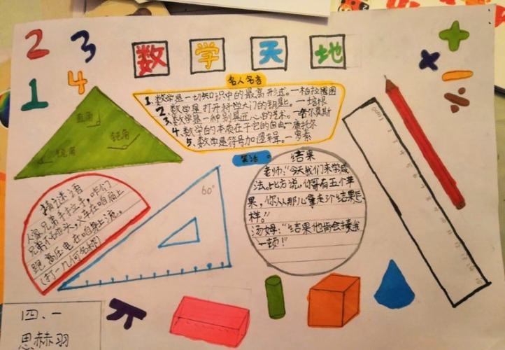 快乐无限榆林高新第一小学四年级一班数学手抄报作品小学数学手抄报