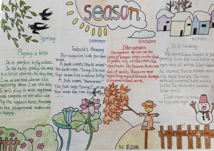 第三张5年级关于四季的简单英语手抄报怎么写2第二张5年级关于四季的