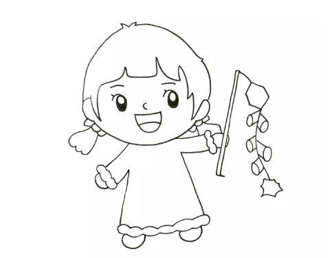 女孩放烟花恭贺新年简笔画怎么画步骤教程过春节的图片简笔画儿童过年