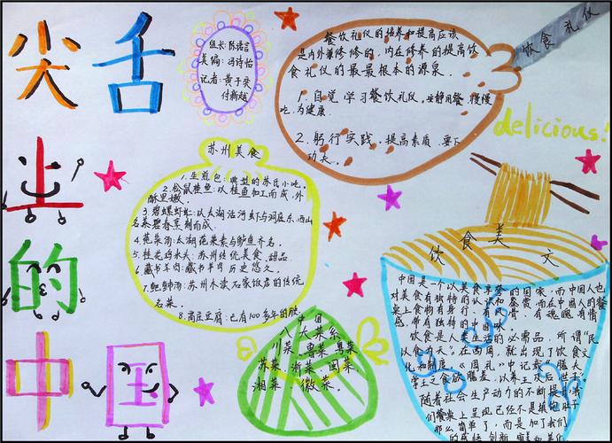 中华饮食文化手抄报展示张家港市万红小学学习