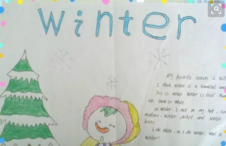 手抄报五年级关于四季的色彩斑斓英语手抄报关于英语冬天滑雪手抄报