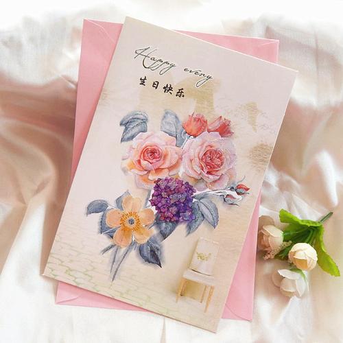 韩国 创意贺卡 温馨淡雅商务节日通用祝福贺卡 送员工生日卡片