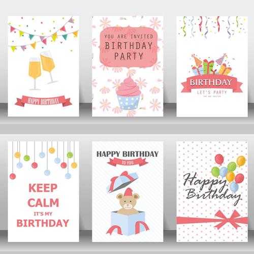 生日快乐贺卡卡片生日卡片卡通贺卡彩旗冰淇淋气球礼物生日