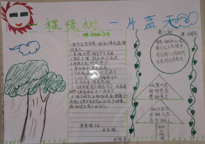 一棵绿树一片蓝天濮阳市实验小学五7班手抄报展示