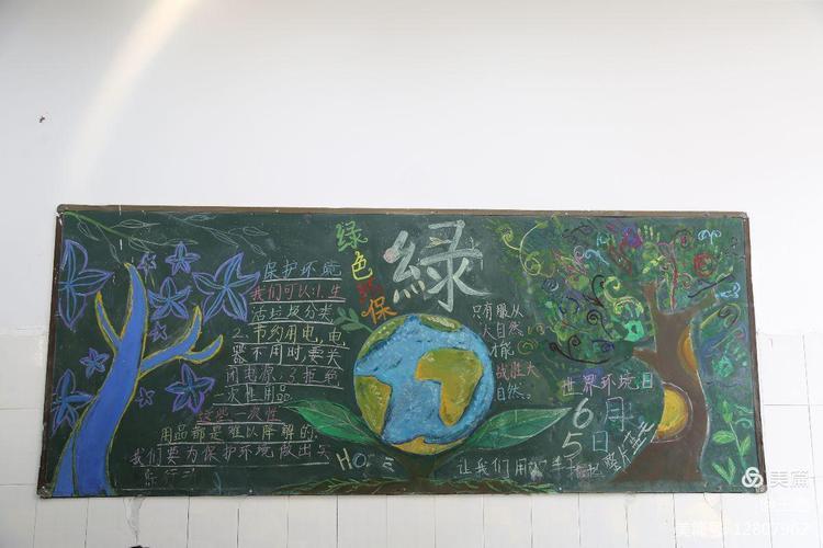 共创和谐绿色校园记高一五月保护环境垃圾分类黑板报活动