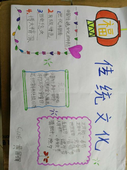 126班2019年上学期弘扬中华民族传统文化的手抄报