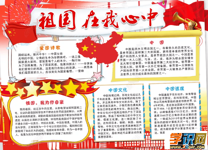 2019欢度国庆手抄报中国风模板