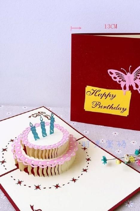 创意生日贺卡3d生日蛋糕立体卡片特别生日贺卡礼物送男女朋友