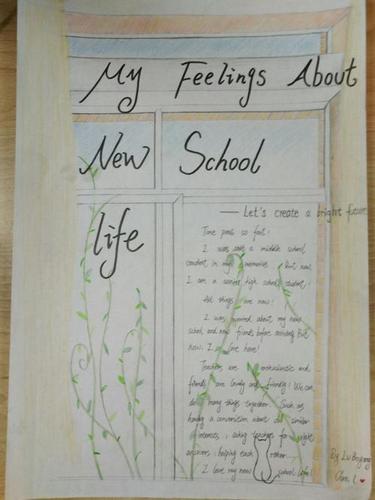 my feelings about the new school life ----高一一班英语手抄报展示