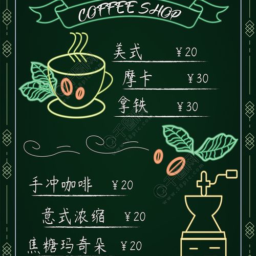 vrf协议作品标签菜单菜谱菜谱设计促销复古黑板报风咖啡咖啡店