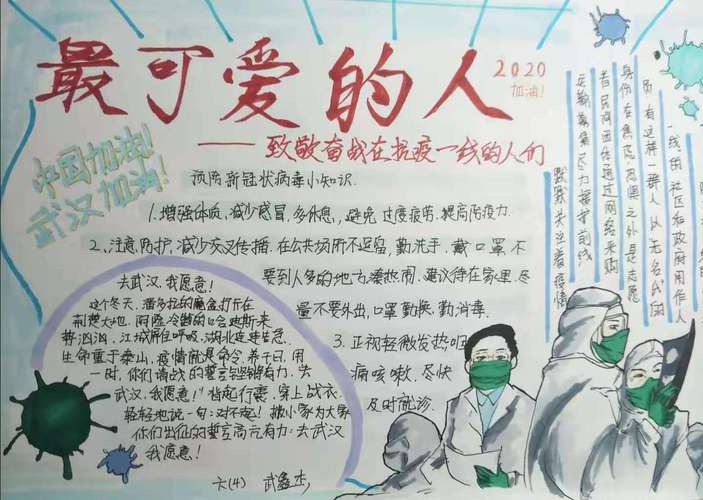画险为夷 中国必胜合符小学抗击疫情系列之师生书画手抄报