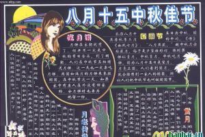 高中校园中秋节主题黑板报设计八月十五中秋佳节