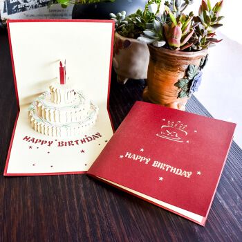 摩熙儿童贺卡创意生日3d立体贺卡纸雕镂空蛋糕贺卡生日礼品小卡片彩色