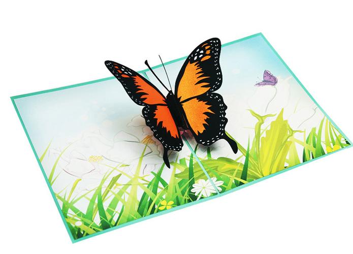 厂家供应亚马逊创意镂空蝴蝶贺卡 3d立体贺卡 激光纸雕手工卡片