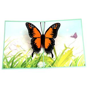 厂家供应创意镂空蝴蝶贺卡 亚马逊3d立体贺卡 激光纸雕手工卡片