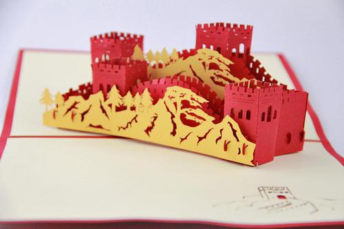 感恩节教师节立体贺卡 中国长城 创意3d建筑经典纸雕剪纸商务卡片