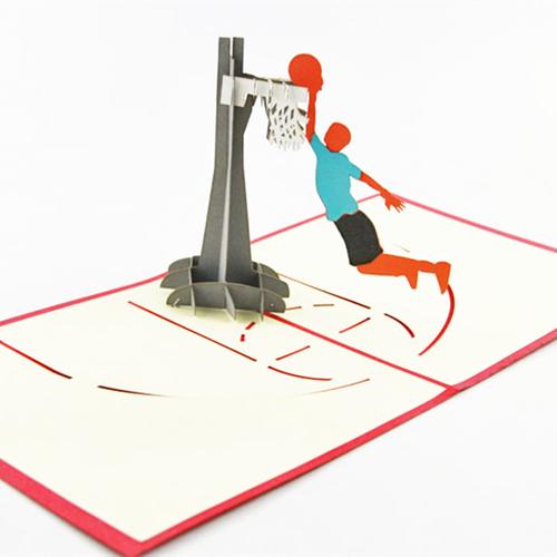 生日贺卡创意手工3d立体纸雕学生灌篮篮球男生贺卡