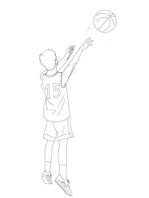 篮球运动员投篮简笔画图片