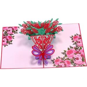 教师节贺卡韩国创意3d立体手工雕刻玫瑰花纸雕生日祝福小卡片定制