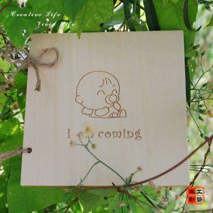 生动工艺017 木质创意婴儿宝宝贺卡 bb出生祝福卡片 环保代雕刻