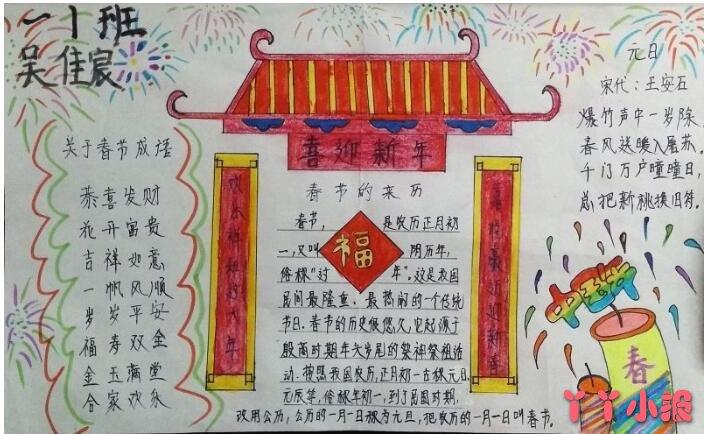 舞狮庆春节手抄报图片对联和舞狮子活动都是中国贺新年的传统习俗