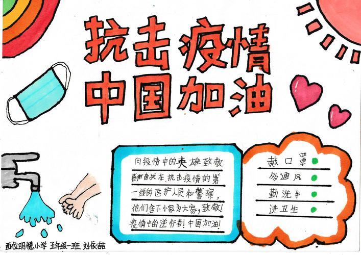 李水清红军小学抗击疫情手抄报展示小学生抗击疫情手抄报图画教程防