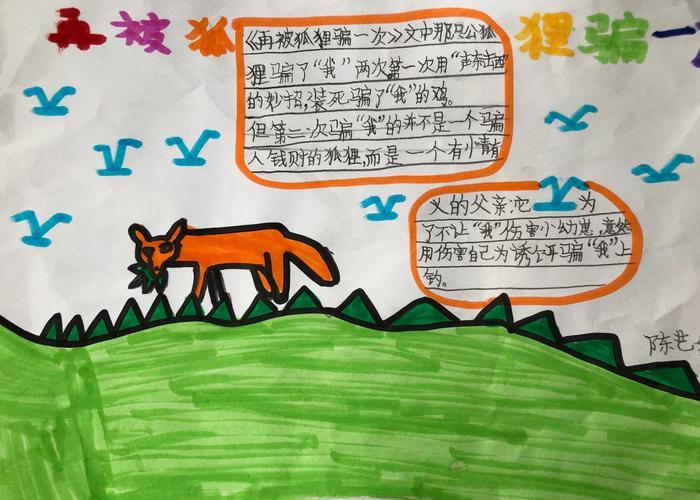 小学生列那狐的故事阅读书好书推荐手抄报《再被狐狸骗一次》之孩子们