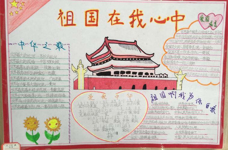 我手画我心手抄报展示杨家坡小学蕲春县实验中学七09班以祖国在我心中