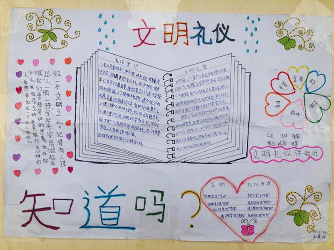 其它 王村铺小学文明礼仪手抄报活动 写美篇一2班两位小朋友的手